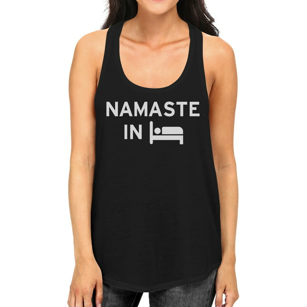 Womens Namastay At Home With My Dog Fitness Workout Racerback Yoga Tank Tops 